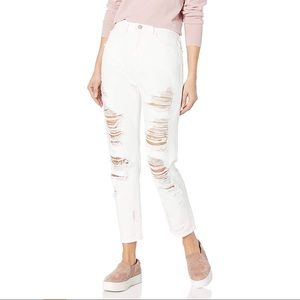 New* DL1961 Premium Denim Susie Cole High-Rise Tapered Leg Distressed Jeans